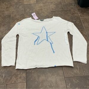 Wild Fable White/light cream Sweater with Blue Star Design